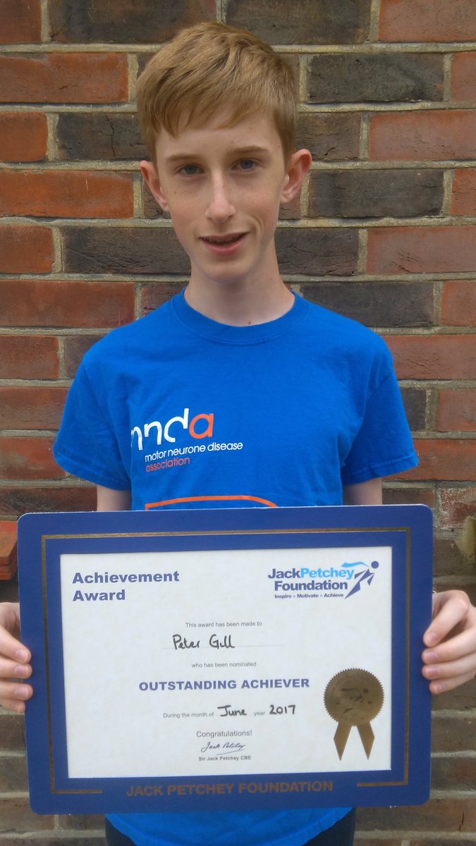 Congratulations to Peter Gill from #Sutton Grammar School on his recent <a href="/JPFoundation/">Jack Petchey Fdn</a> award for fantastic fundraising for <a href="/mndassoc/">MND Association</a> &amp; #MND 😃