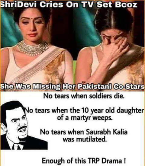 wisnoo's tweet photo. Dramatist forever, shame on such ppl.
#sridevi
#pak_terror_state https://t.co/RYgLaxBc4T