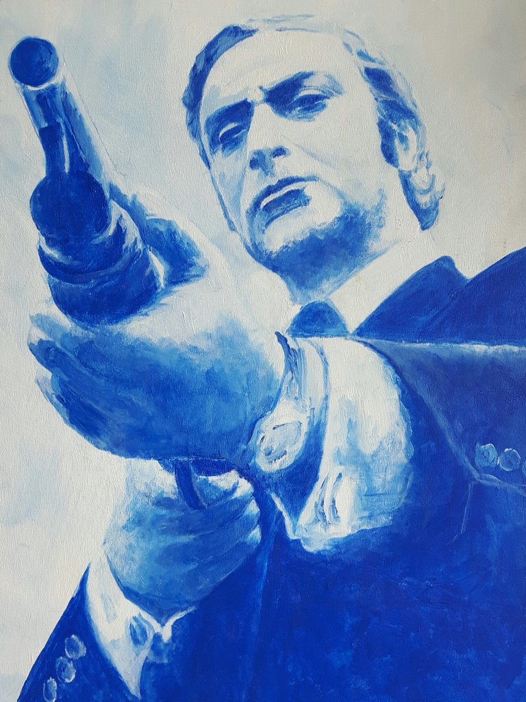 boxofcrayonsUK's tweet photo. #colour_collective #pantone282C late entry as #workedallweekend #MichaelCaine #getCarter #film #acrylicpainting on #canvas https://t.co/bqzoS6cyAx
