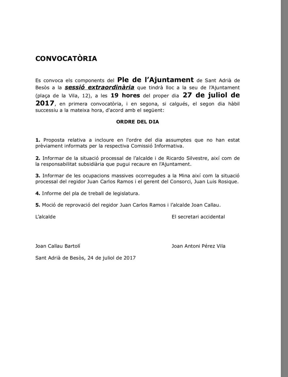IMarcuello's tweet photo. Convocatòria #pleextraordinari per dijous 27 de juliol a les 19 h https://t.co/d4MgkEtU1T