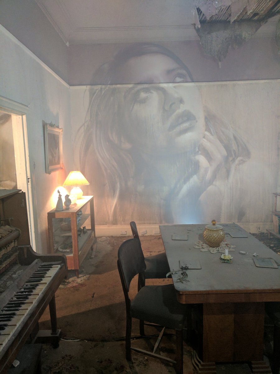 mlobrien1's tweet photo. In an abandoned house in Alphington,street artist,Rone, has transformed this house into something magnificent #OmegaProject #Rone #streetart https://t.co/y4XoBSqey3