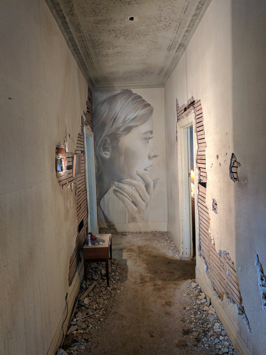 mlobrien1's tweet photo. In an abandoned house in Alphington,street artist,Rone, has transformed this house into something magnificent #OmegaProject #Rone #streetart https://t.co/y4XoBSqey3