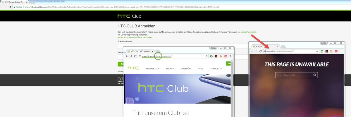 wadebudi's tweet photo. @HTC_de Habe einen Link Fehler gefunden, wenn man aus der Schweiz beim HTC Club anmelden will. Gibt es einen Promo Code für das U11 dafür 😬? https://t.co/kkDW4UISt9