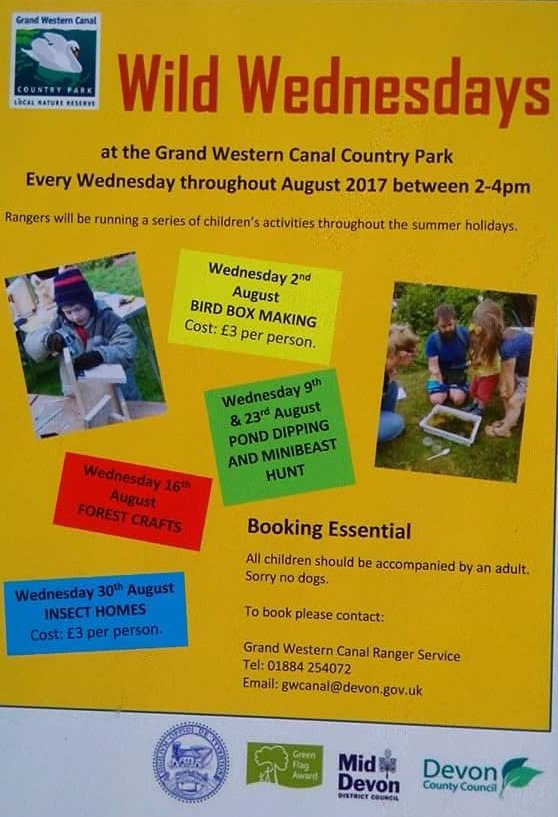 GWCanalRangers's tweet photo. Come along to the #GrandWesternCanal  and join in the #SummerHolidayFun at our #WildWednesdays events, every week in August, 2-4pm. https://t.co/1raXbjpDMR