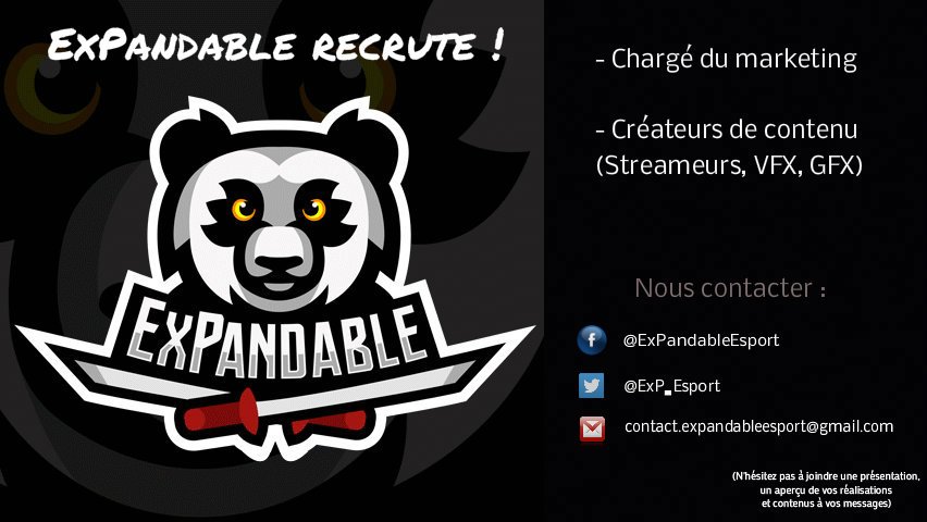 ExP_Esport's tweet photo. Bonjour à tous, ExPandable recrute ! N'hésitez pas à nous contacter !

#RT appréciés ! https://t.co/FFZBeiDn1A