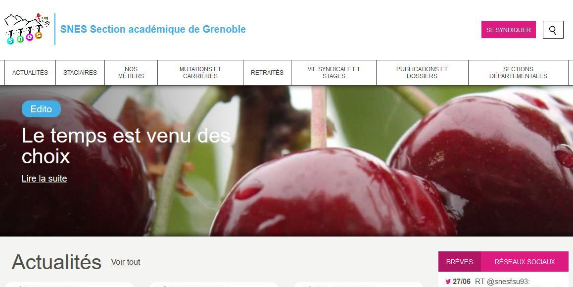 apsulis's tweet image. Zoom sur Grenoble, un des 10 sites académiques conçus &amp;amp; réalisés par @apsulis pour le #syndicat #enseignant @SNESFSU grenoble.snes.edu
