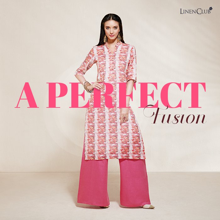 LinenClub's tweet photo. Strike the right balance between traditional wear and western flair with this linen ensemble. #WardrobeManager https://t.co/8pZJ49g6ru
