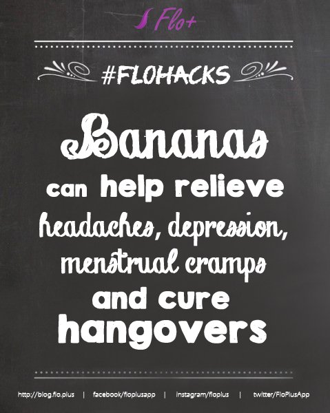 FloPlusApp's tweet photo. #FLOhacks #Banana #depression #headache #cramps #hangover https://t.co/jZ4C1SuFZh