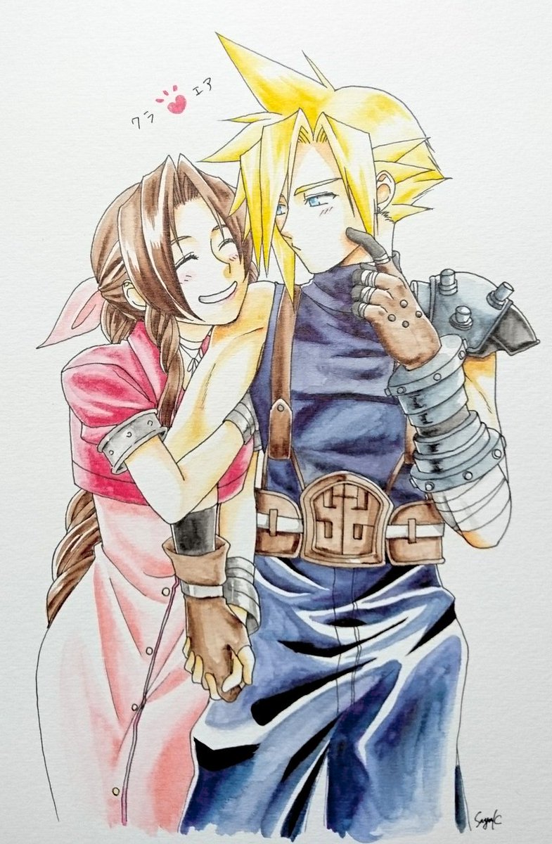 kirishimasaya's tweet photo. やっとこさエアリスちゃんと会えたけど照れちゃうクラウドくん https://t.co/96tyjRJ1N9