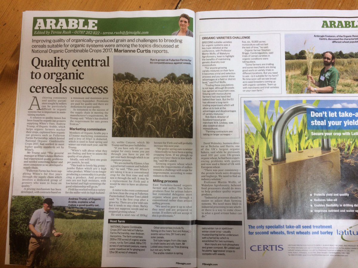 OrgResCent's tweet photo. Great to see @Ambro_ORC in the @FarmersGuardian #NOCC17 #ORCWakelynsPopulation @Arable_Marianne @ofgorganic @organicarable https://t.co/9zBORS0qmC