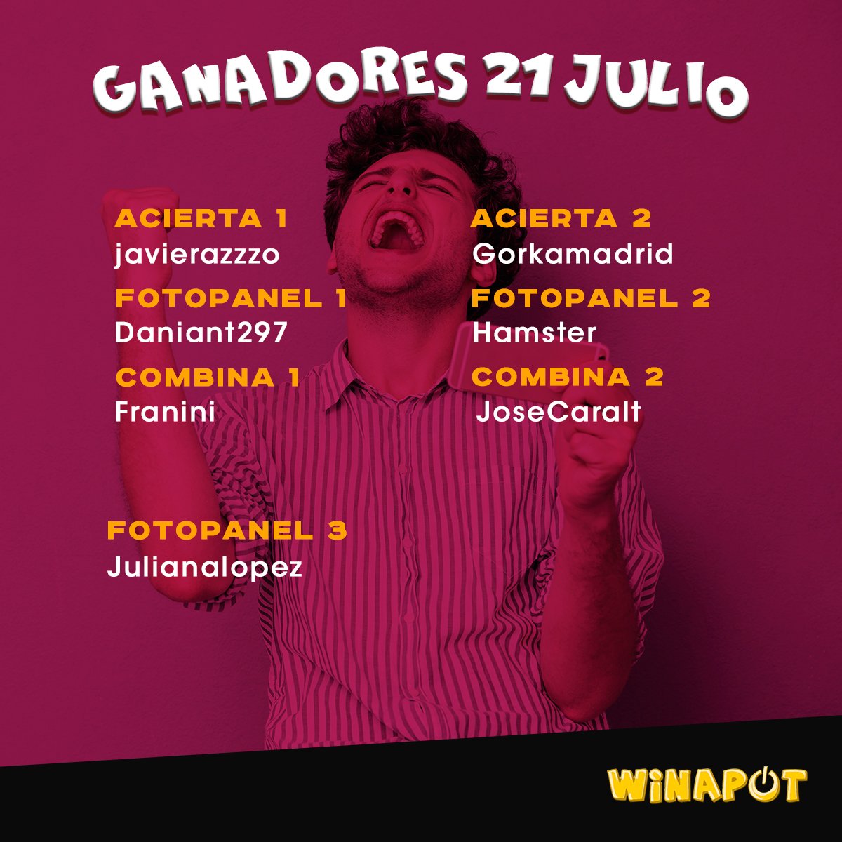 WinazarGames's tweet photo. 💪📱Cada vez hay más Winaperos y aquí todos quieren llevarse el premio a casa. 💥ENHORABUENA a los ganadores del pasado viernes.💵💰 https://t.co/xaUUZoiE34