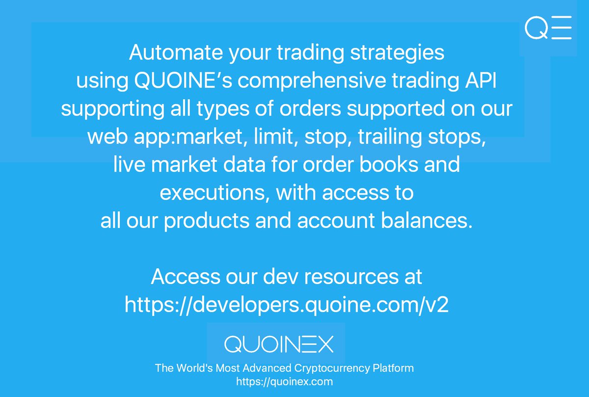 Liquid_Global's tweet image. Automate your #CryptoTrading strategies with v2 of QUOINE&apos;s #TradingAPI. Get access to our developer resources: buff.ly/2urVm2G