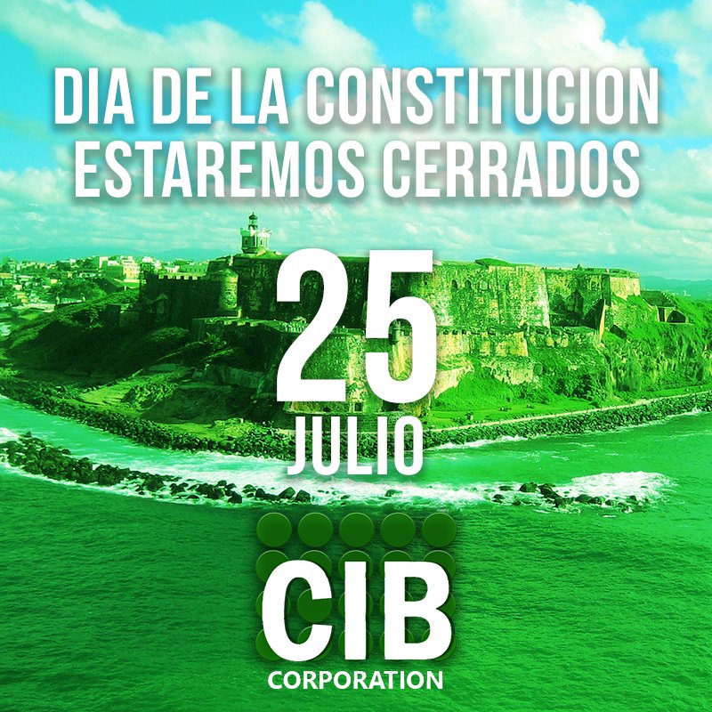 CIBCorp's tweet photo. Feliz comienzo de semana! Le recordamos que mañana estaremos cerrados. Pero estamos abiertos como de costumbre. https://t.co/gbRJJYcrp7