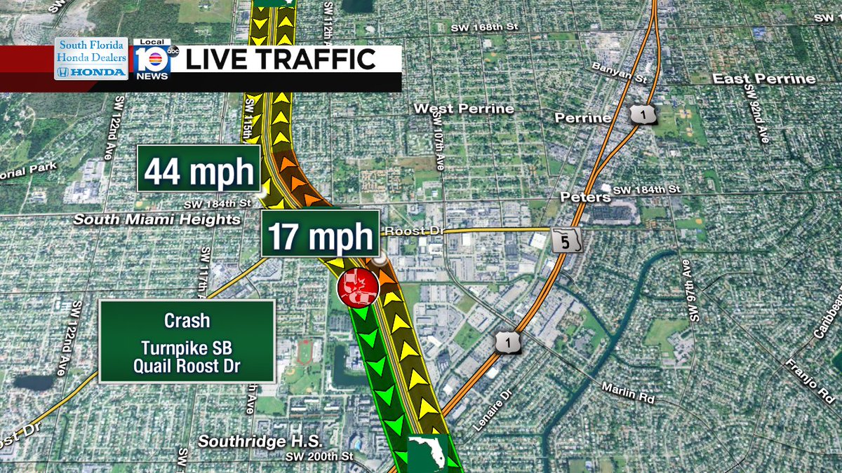 Crash on Turnpike SB at Quail Roost Dr #traffic https://t.co/wOQgeObH5X