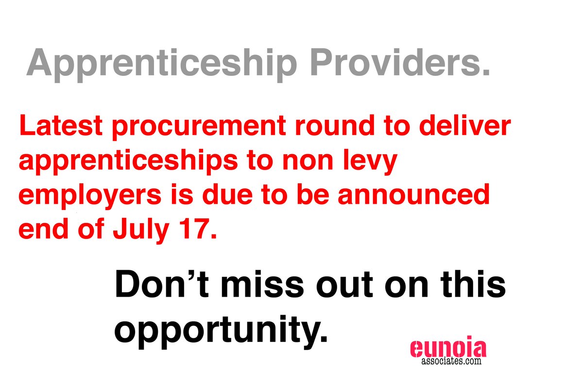 Procurement round to deliver non levy apprenticeship starts from 1st Jan 2018 - due to be announced in next few days.