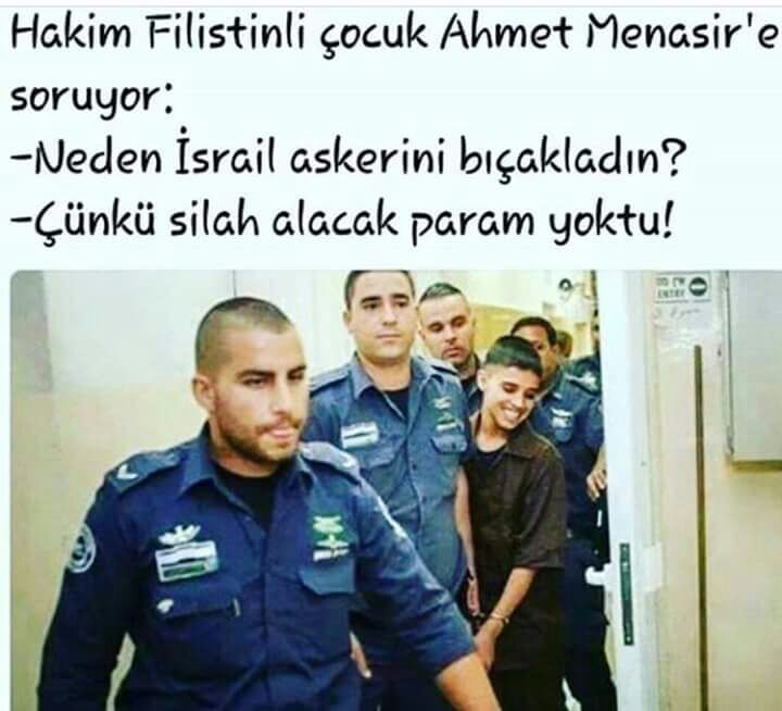 MuhammediErd's tweet photo. Hakim filistinli çocuk Ahmet Menasir'e soruyor: Neden israil askerini bıcakladın?
Çünkü silah alacak param yoktu

İman varsa imkanda var.. https://t.co/UHA4XfTTbl