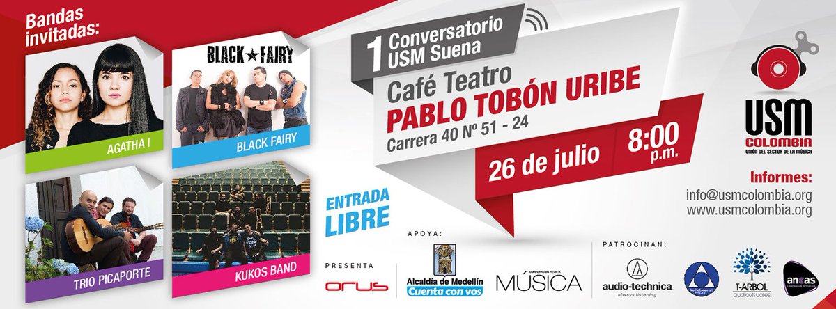 USMColombia's tweet photo. ¡Queremos conocer la historia de nuestras bandas, sus aciertos y proyectos! Este será un excelente encuentro. ¿Nos acompañas? ✌🎤☕ https://t.co/JKyBMySd1G