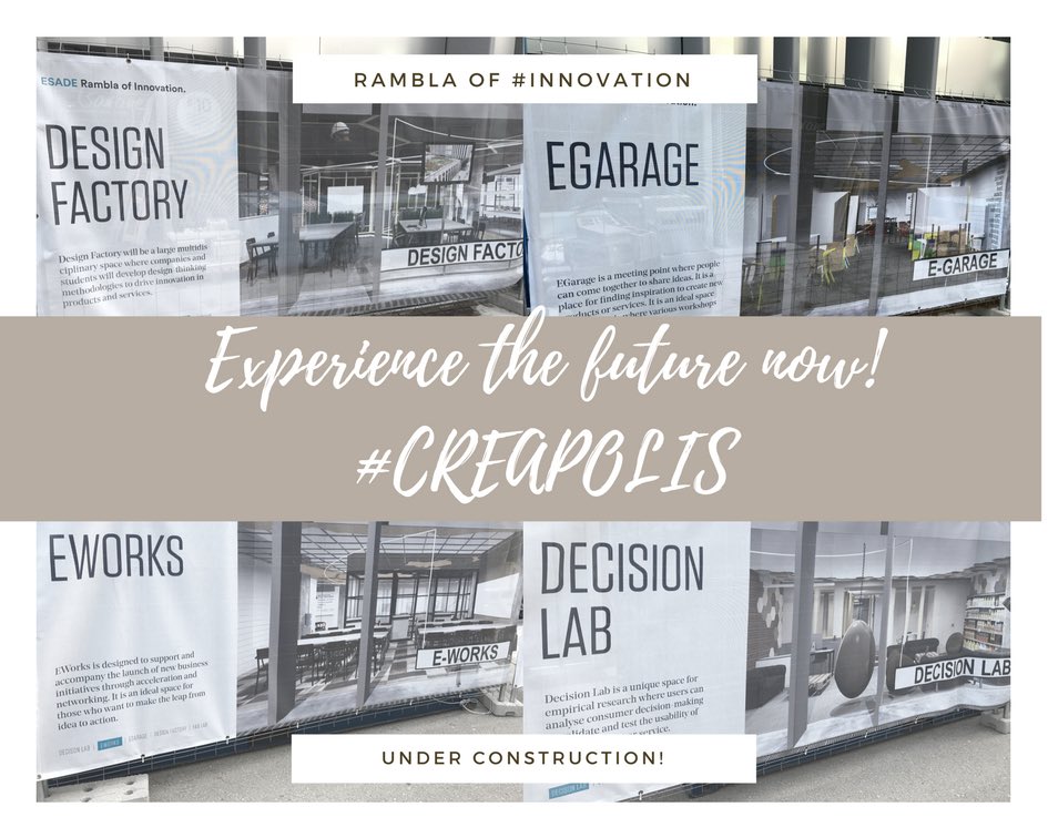 Pandotweet's tweet photo. Experience the #future now at #ESADE #Creapolis. Rambla of #Innovation under construction! https://t.co/Np6QZFIL12