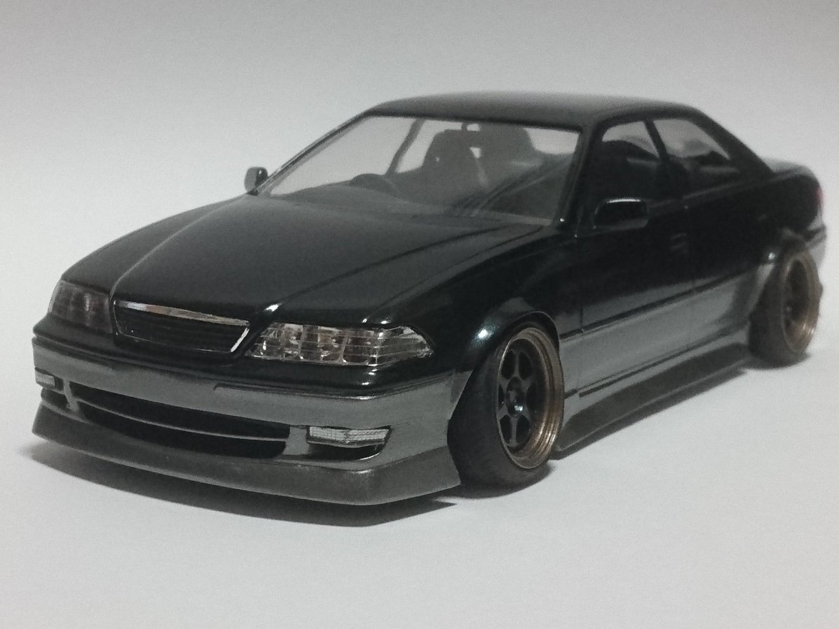 Twitter 上的 のんびりめいきんぐ アオシマjzx100マーク 製作終わりました Urasエアロ オーバーフェンダーを自作 し純正グリーンツートン仕上げにしてみました ホイールは自作のマイスターl1です アオシマ プラモデル T Co 61xwqpw6nq Twitter