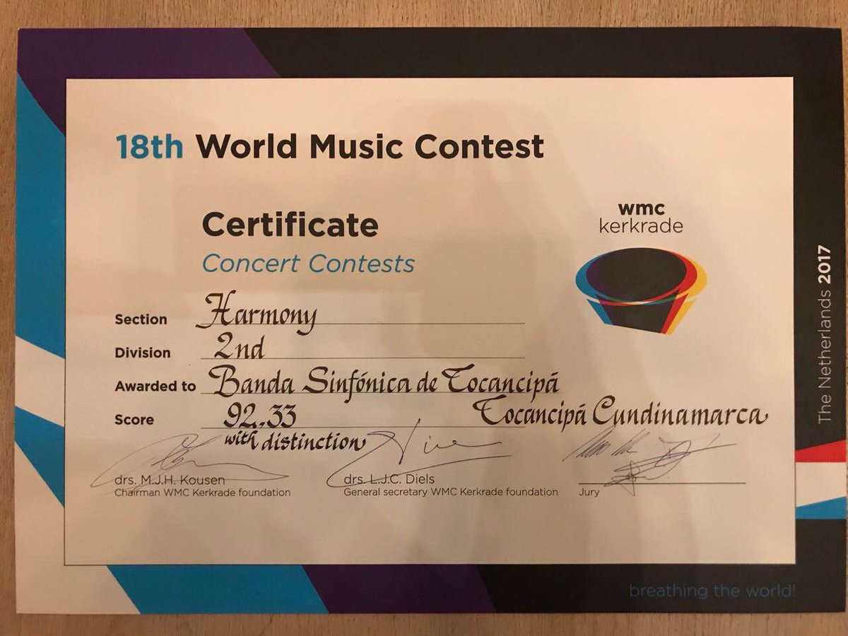 Fedemunicipios's tweet photo. Felicitaciones a la Banda Sinfónica de @PrensaTocancipa, que viajó con nuestro apoyo a Holanda donde obtuvo el 1er lugar #WorldMusicContest https://t.co/iVXjK1PSkw