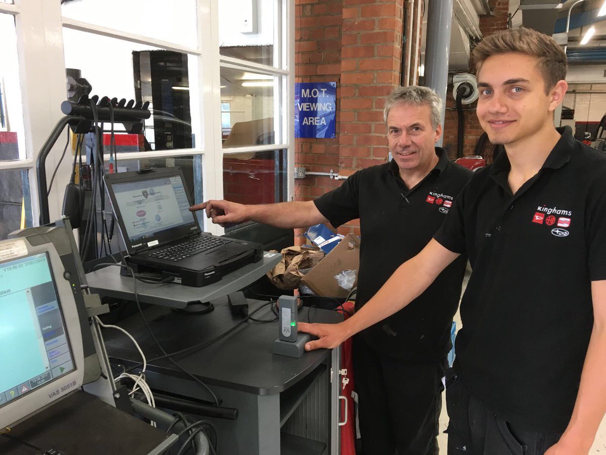 Our talented mechanics John and Ed testing out the new diagnostics machine!