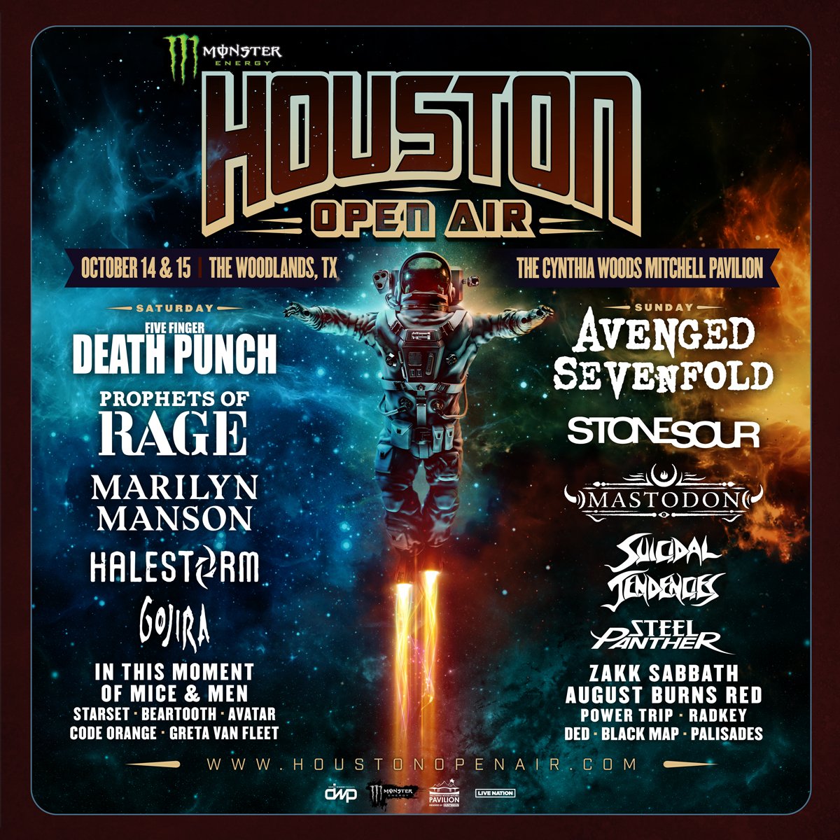 houopenair's tweet photo. JUST ADDED! We're excited to announce @TheOfficialA7X will be joining us Sunday, Oct 15th at #HoustonOpenAir!! https://t.co/qfj8VhK7nI https://t.co/f2DnUSXGGN