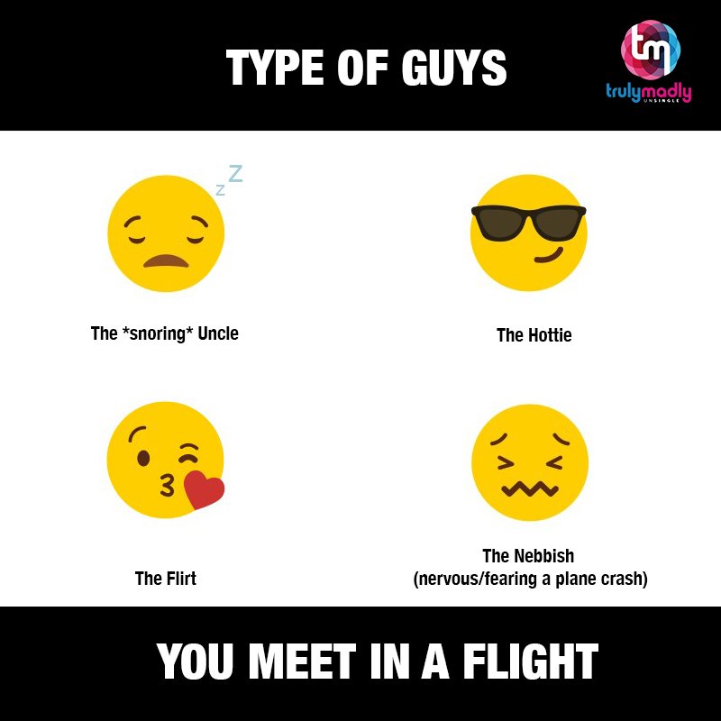 thetrulymadly's tweet photo. You never know when and how you could #UnSingle!
.
.
.
.
.
#Flights #Guys #Boys #Men #Uncles #Flirt #TrulyMadly #Dating #DateLife #UnSingle https://t.co/AKqpym4cPS