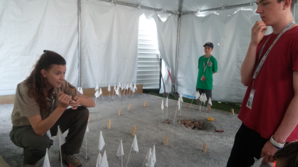 Training future archeologists on a mock dig for #exploration badge #jamboree2017 @natgeo <a href="/boyscouts/">Scouting America</a>