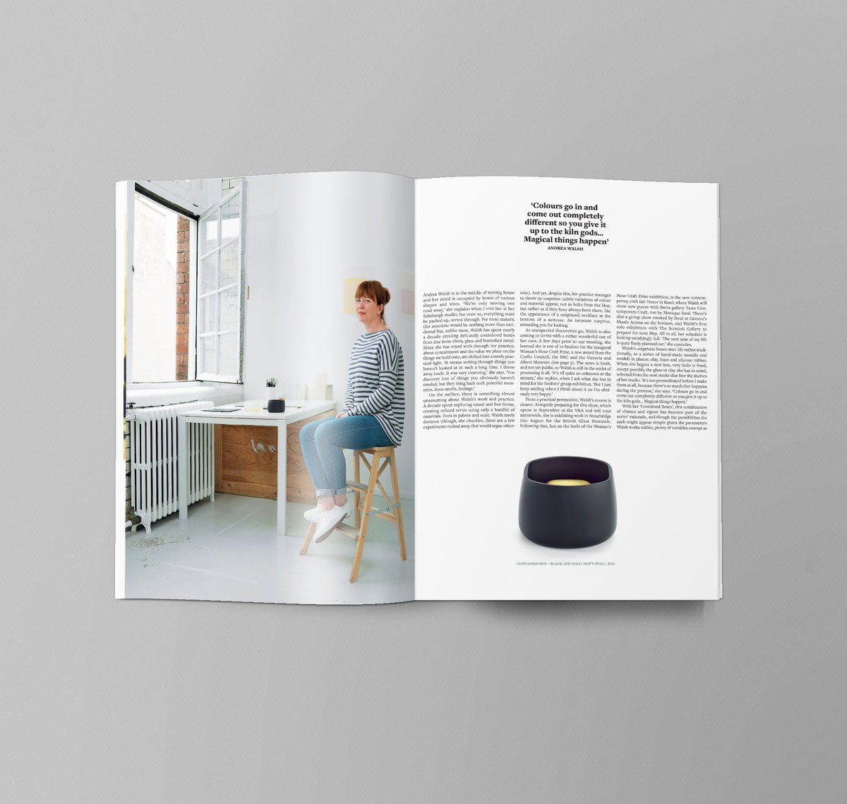 craftsmagazine's tweet photo. ‘Colours go in and come out completely different so you give it up to the kiln gods’ #AndreaWalsh #currentCrafts https://t.co/nTiqW5w5M0 https://t.co/YpikONfyIf