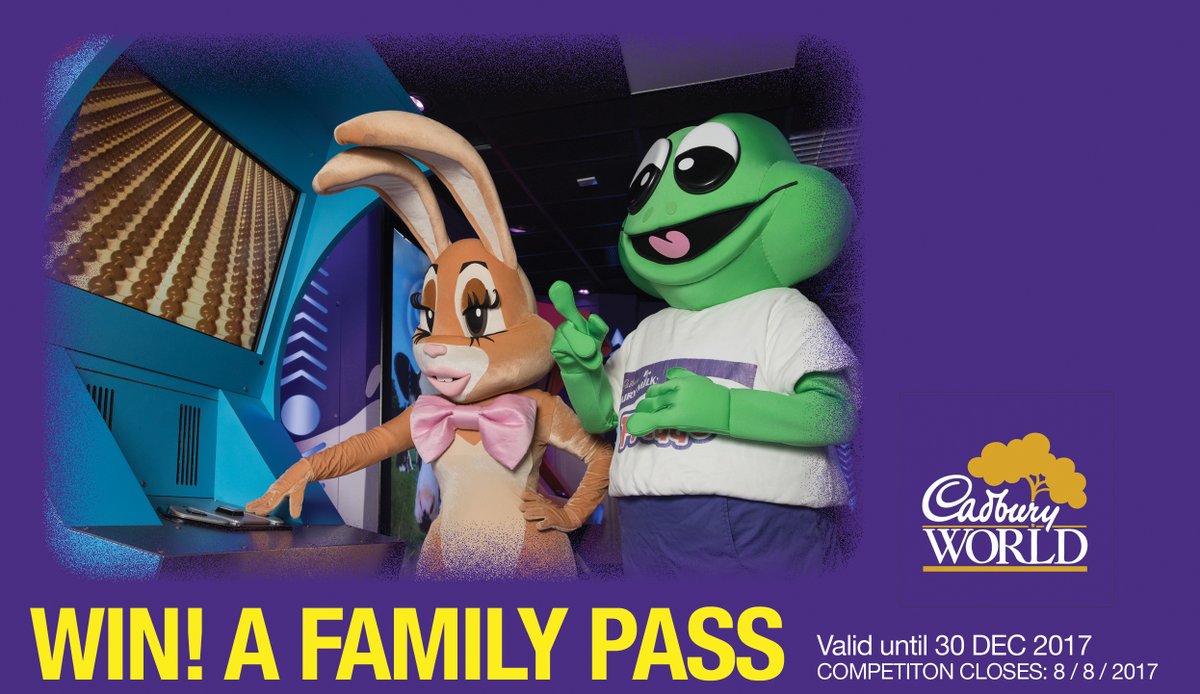 WhatsOnBrum's tweet photo. #WIN!
1 FAMILY PASS to @CadburyWorld  to use before 30 Dec 2017. FOLLOW + RT before 8/8 to enter! https://t.co/rfDJlBlxi0