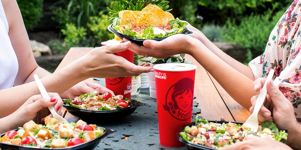 Wendys's tweet photo. Enjoy one of our many delicious Wendy’s salads with a friend. https://t.co/dPsI4cx8Ys