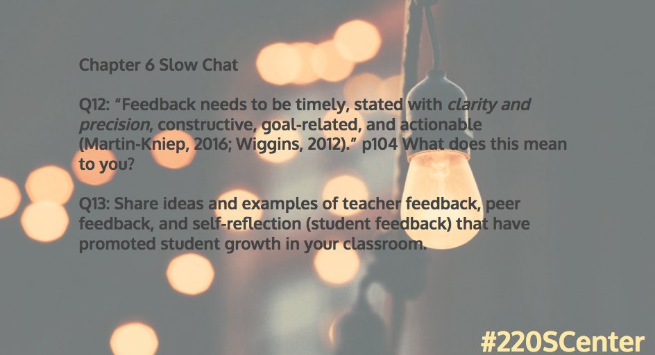 ElizaAliotta's tweet photo. Chap 6 questions are posted. This week we are talking about feedback & student growth. #SCenter220 #BRosePD https://t.co/g1siTfsr3y
