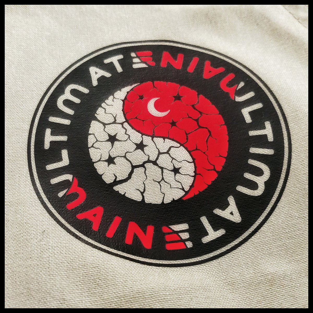 Table6Designs's tweet image. Two-color heat press vinyl logo on a cotton vest. #table6designs #maineultimate #heatpressvinyl #printlife
