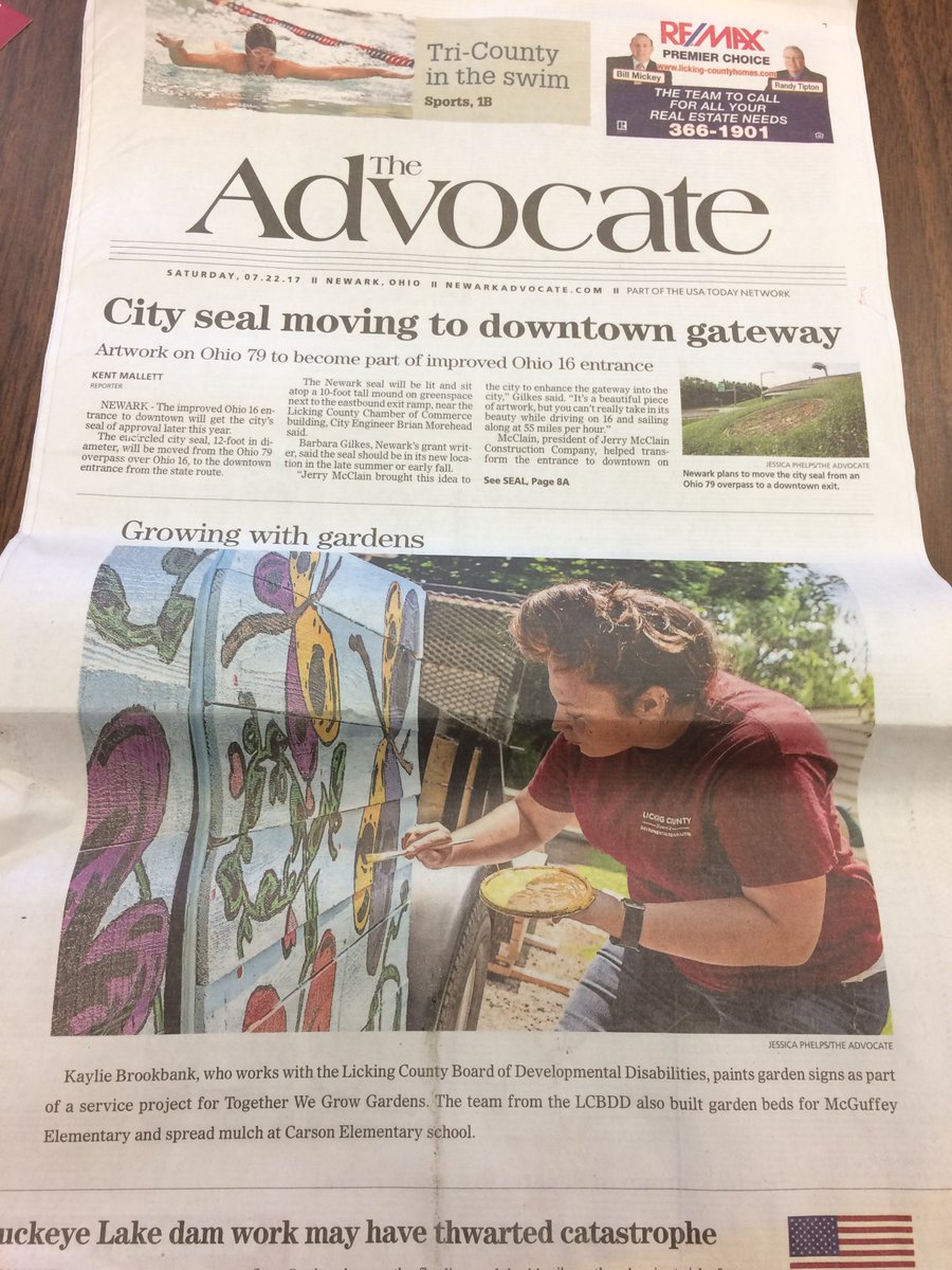 lcountydd's tweet photo. Nothing makes a Monday like seeing a photo from your sevice project on the @NewarkAdvocate front page! #alwaysthere50 #alwaysthereOH https://t.co/tuOUkNPUbe