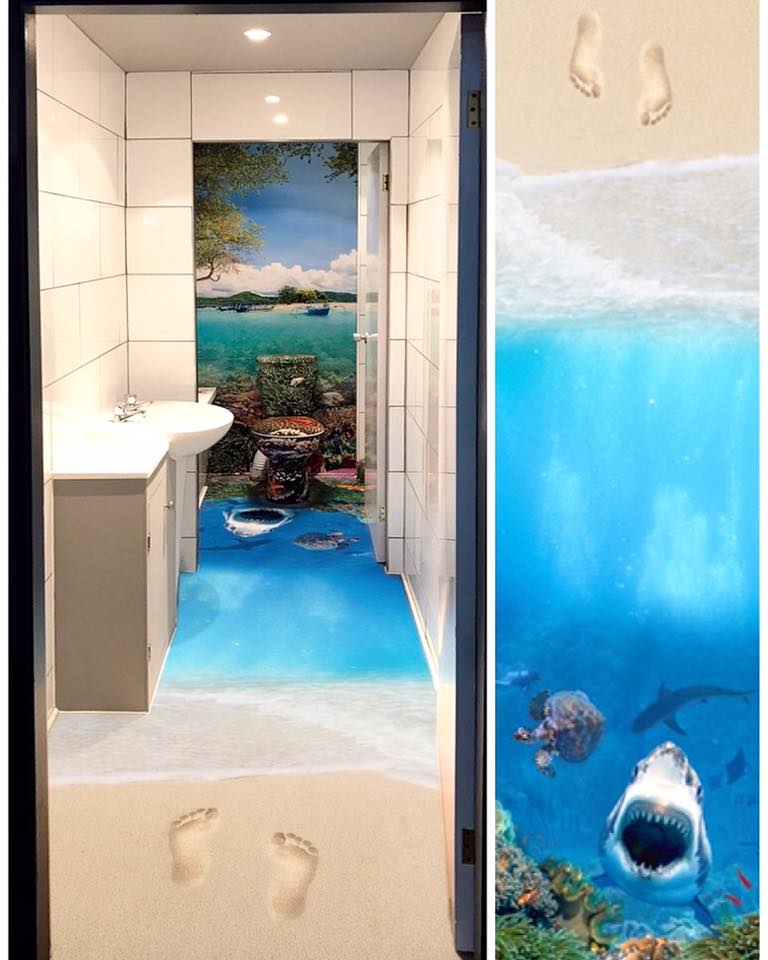 ImagingofThings's tweet photo. Helping kick-off 🦈  #SharkWeek w/ @grafixsigns custom walls &amp; flooring printed using @EFIPrint #VUTEk! https://t.co/OK2UrC1sLg