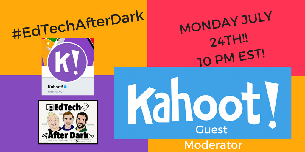 Kahoot's tweet photo. Today's the day! Join us at 10pm ET for our guest moderated #EdTechAfterDark chat on making #homework awesome! 🌜#edchat @EdTechAfterDark https://t.co/m43ZkUG2JV