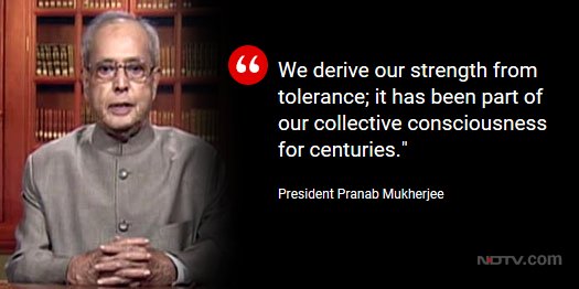 #PresidentMukherjee on intolerance in his final address to nation as #President | Watch facebook.com/ndtv #PranabMukherjee