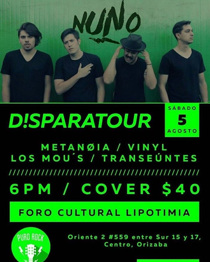Sinuhe_oficial's tweet photo. No se pierdan a @NUNO_MX en Orizaba esté 5 de agosto junto a @LosMous @MetanoiaBandaMX @Vinyl_VNL y Transeúntes! #Recomiendaindie #Orizaba https://t.co/nSVOpUYzEg