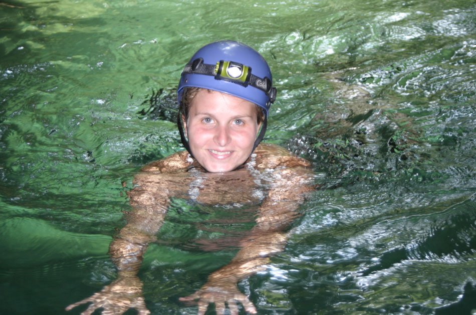 mayawalkadv's tweet photo. One of our guests enjoying the beautiful water at the ATM cave! Book with the #1 ranked tour company in San Ignacio, Belize. #mayawalktours https://t.co/nye8DCbKBB