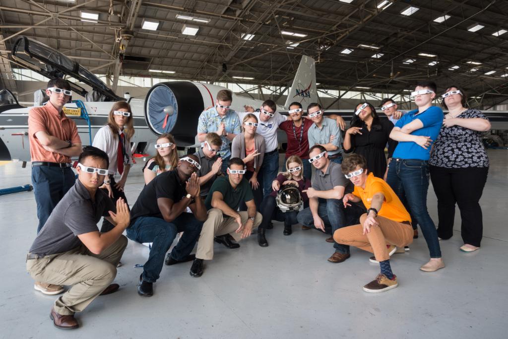 NASAInterns's tweet image. Interns at @NASA_Johnson hang out with the WB-57, which will collect data during #eclipse2017! Vote by liking &amp;amp; sharing! #InternEclipse