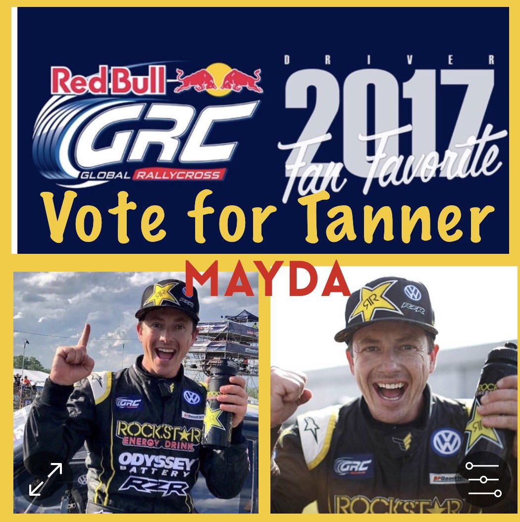 MaydaO's tweet photo. It's that time of the year again,go to the @GRCseries site &amp; vote for @tannerfoust for 2017 #FanFavoriteDriver let's make this his 5th win! https://t.co/G8S3krdzCT
