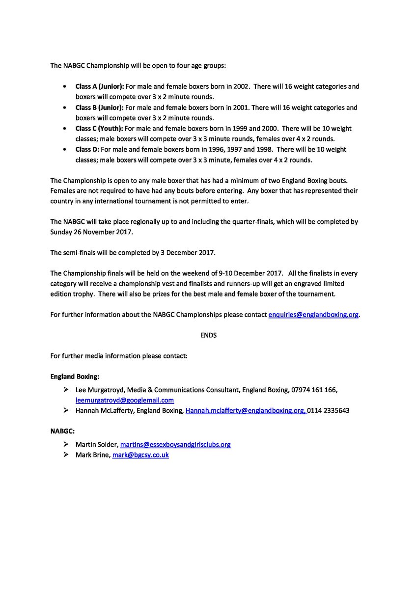 Great news - NABGC and England Boxing confirm new partnership and the continuation of National Boxing Championships