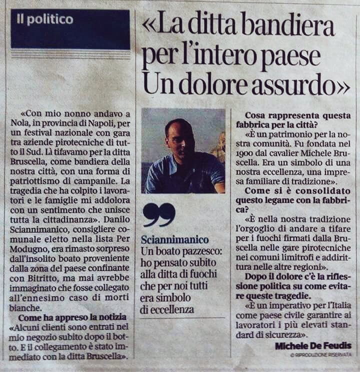 ScianDan's tweet photo. #24luglio, strage #Bruscella: due anni fa, un dolore immenso per la nostra comunità! La città di #Modugno non dimentica.
#Fireworks https://t.co/qJA44LyVSA
