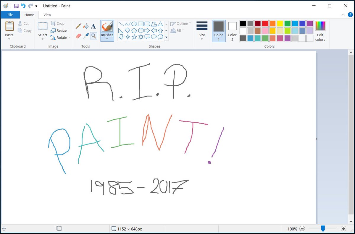 getchartable's tweet image. RIP Paint! It's a shame everyone will stop using Excel soon as well #SorryNotSorry #RIPpaint