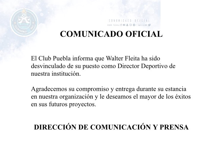ClubPueblaMX's tweet photo. El Club Puebla informa: https://t.co/bfKedjNlsE