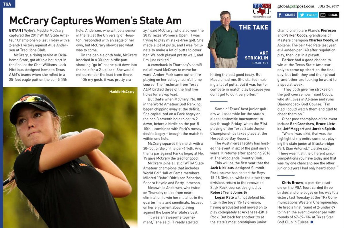 TGAWomensGolf's tweet photo. .@GlobalGolfPost &amp; @artstricklin recap @maddiekmccrary's 2&amp;1 win over @andersen_allie in 96th #WTGAStateAm Story: https://t.co/boZMUMu4OL https://t.co/XxHOuiUnpU