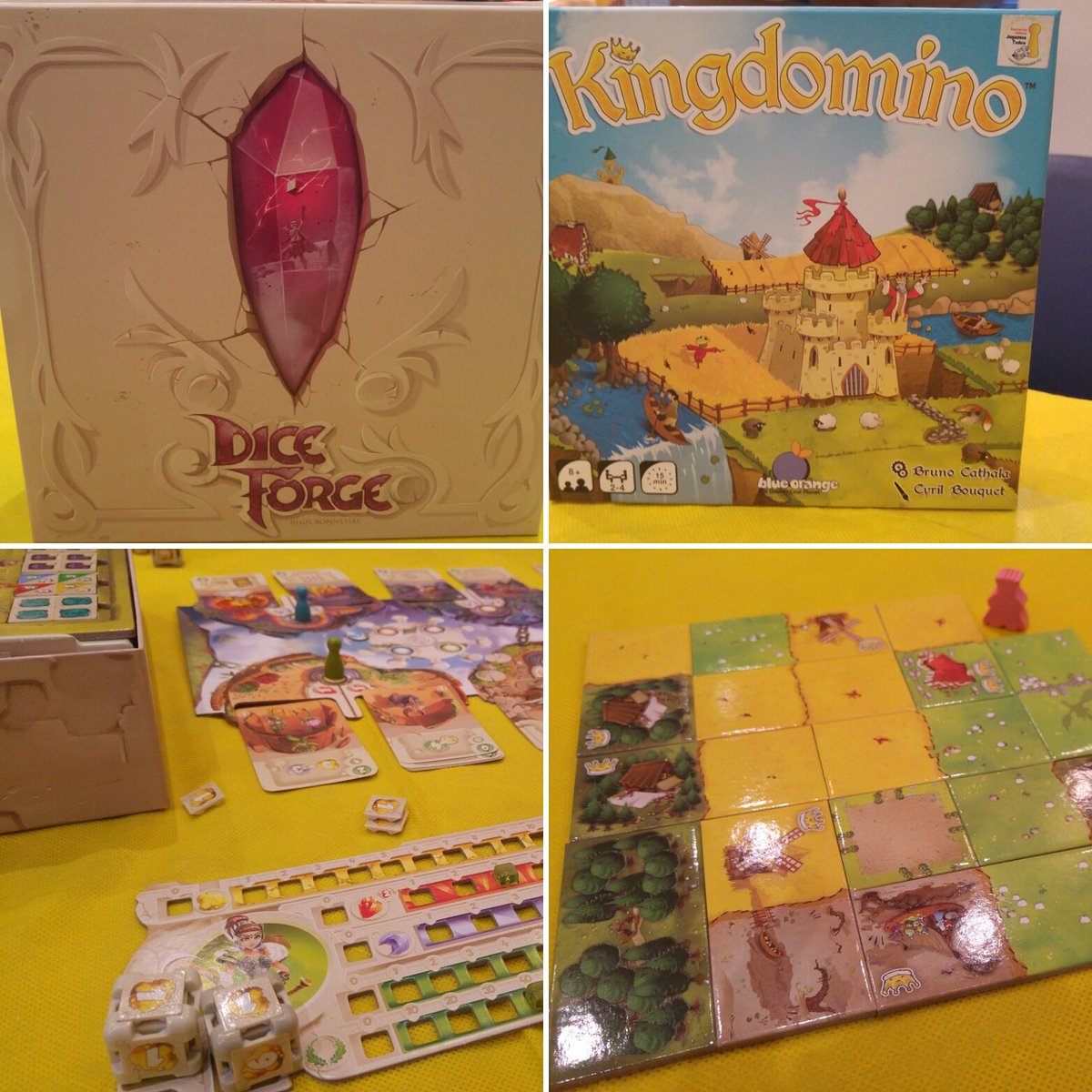 Probando y pasando un buen rato con Dice Forge @Asmodee_Iberica  y Kingdomino <a href="/Morapiaf/">Morapiaf</a>