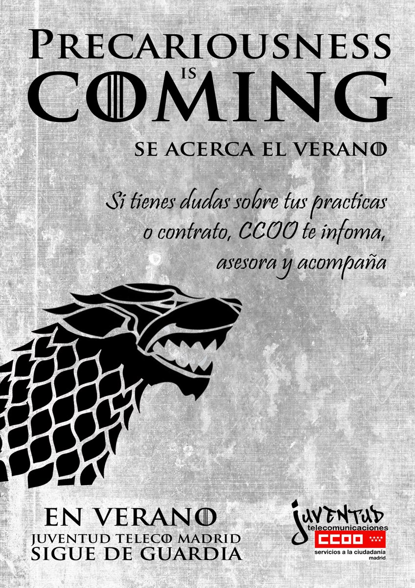 Este verano, <a href="/TelecoJoven_Mad/">Jóvenes TeleCCOO Mad</a> estamos de guardia para velar por los derechos de la juventud trabajadora del sector Teleco Madrid. Escríbenos