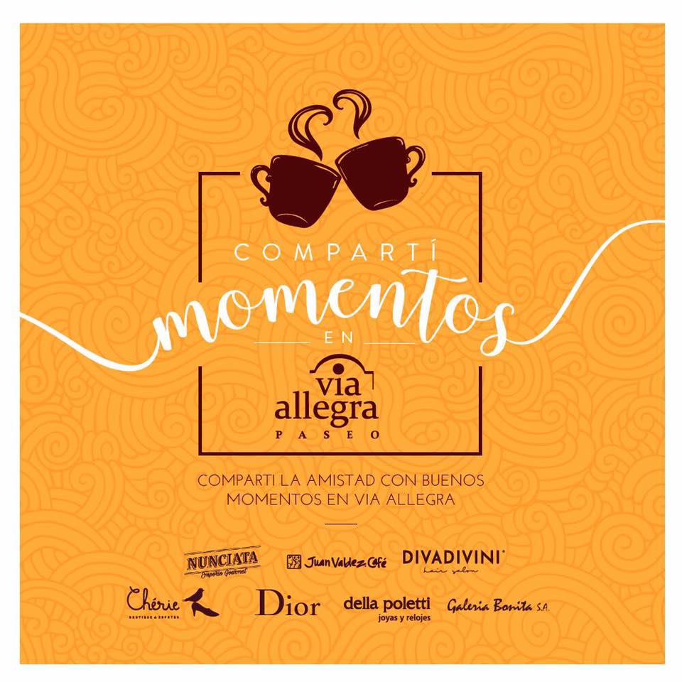 ViaAllegraPy's tweet photo. Al presentar factura tuya y de un amigo/a de cualquiera de las tiendas del paseo: ¡te regalamos un vale para 2 cafés @JuanValdezCafe! https://t.co/1XYBLpwg9t