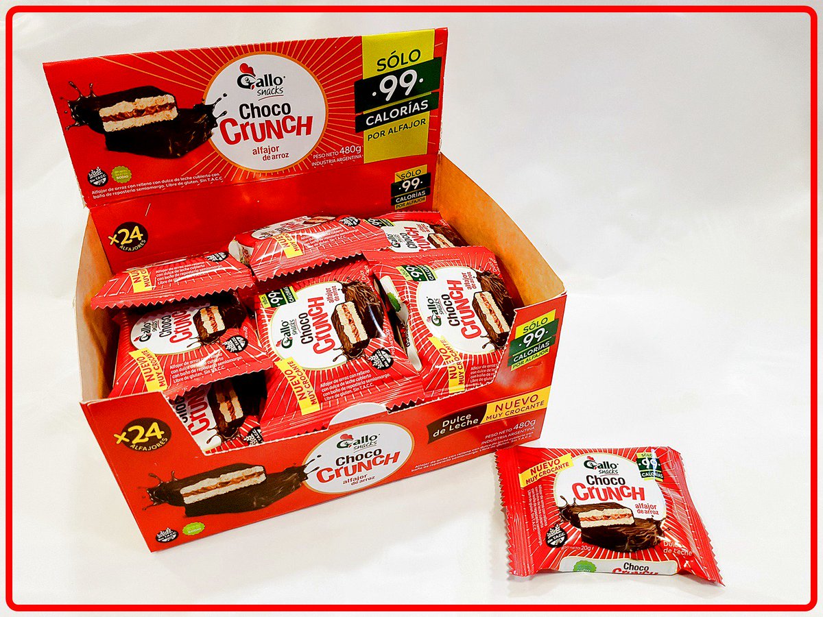golonorte's tweet photo. LANZAMIENTO: Alfajor de arroz CHOCO CRUNCH
https://t.co/vBUnCmRfHH
#AlfajordeArroz #GolosinaSaludable #SinTACC #AptoCeliaco #GalloSnacks https://t.co/9TqC6Md55V